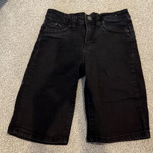 Classic Black Denim Knee-Length Shorts